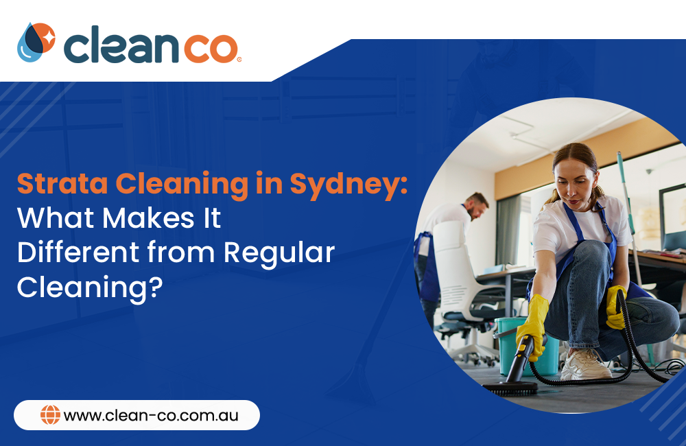 Cleaner vacuuming office floor — strata cleaning Sydney.